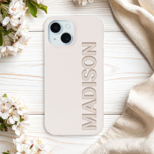 Coque Case-Mate iPhone Monogramme moderne beige Nom