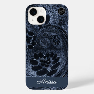 Coque Case-Mate iPhone Monogramme moderne bleu Denim Swirl Plus Pro Max