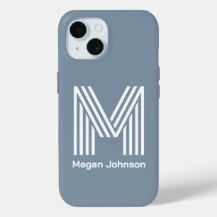 Coque Case-Mate iPhone Monogramme Moderne Bleu Poussiéreux
