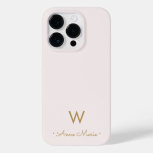 Coque Case-Mate iPhone Monogramme moderne Blush Pink Gold Script