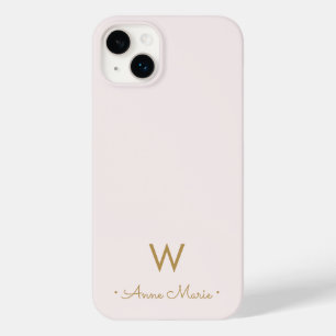 Coque Case-Mate iPhone Monogramme moderne Blush Pink Gold Script