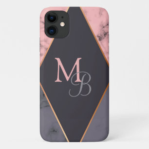 Case-Mate iPhone Case Monogramme Moderne Chic Fille rose Gris Marbre