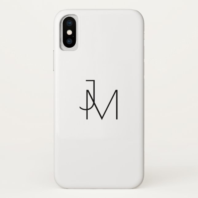 Coques Case-Mate iPhone Monogramme moderne de Minimalistic blanc et noir (Dos)