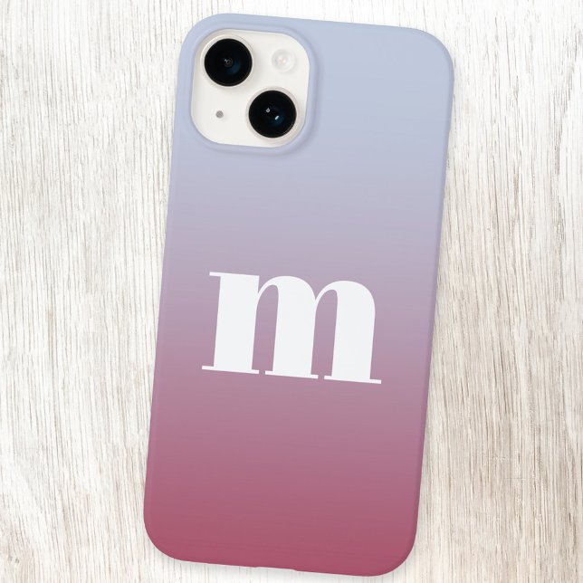 Coques Case-Mate iPhone Monogramme moderne Dégradé rose initial (Simple modern monogram personalized pink to pale blue gradient iPhone case)