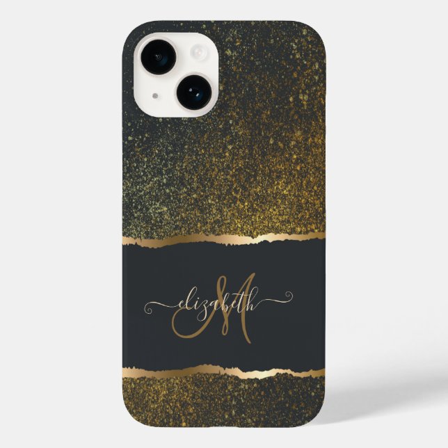Coques Case-Mate iPhone Monogramme moderne Elegant Gold Touch (Verso)