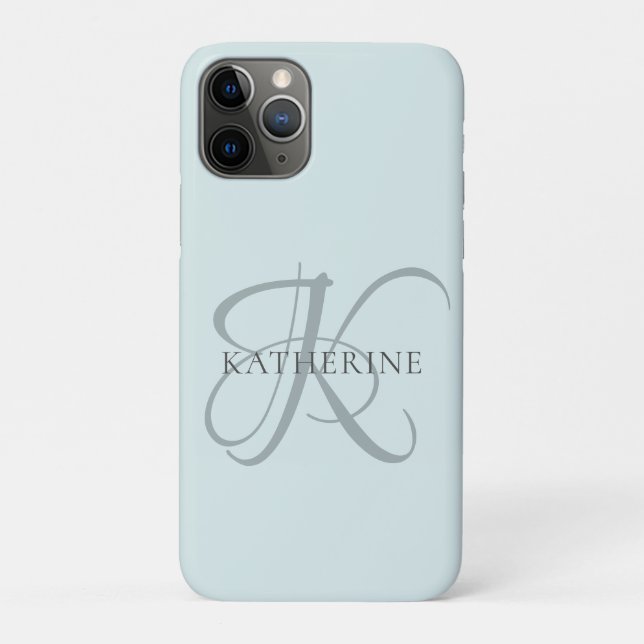 Coques Case-Mate iPhone Monogramme moderne élégant Script Aqua Blue (Dos)