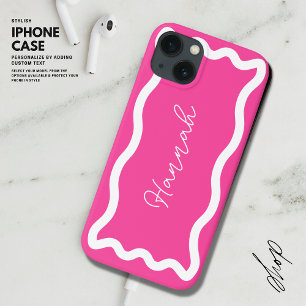 Case-Mate iPhone Case Monogramme moderne élégant Script Hot rose Wavy Li