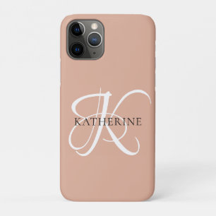 Case-Mate iPhone Case Monogramme moderne élégant Script rose pâle