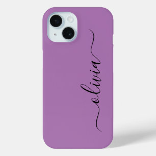 Coque Case-Mate iPhone Monogramme moderne et élégant noir et violet