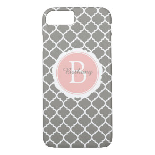 Case-Mate iPhone Case Monogramme moderne gris rose géométrique