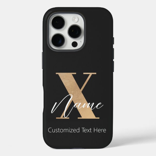 Coques Case-Mate iPhone Monogramme Moderne Initiale X & Nom Personnalisé (Verso)