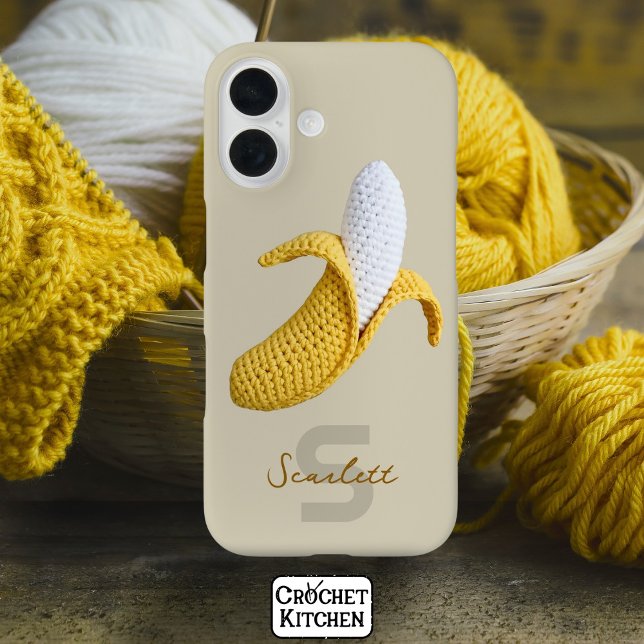 Coques Case-Mate iPhone Monogramme moderne minimal Nom Crochet Banana (Créateur téléchargé)