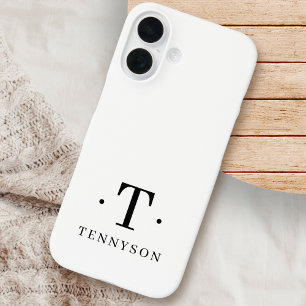 Coque Pour iPhone 16 Monogramme moderne minimaliste blanc élégant