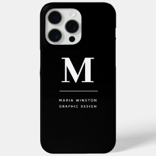 Coque Case-Mate iPhone Monogramme moderne minimaliste noir et blanc
