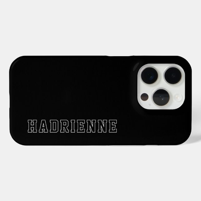 Coques Case-Mate iPhone Monogramme Moderne Noir Blanc Contour Nom (Verso (horizontal))