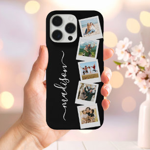 Coque iPhone 16 Pro Max Monogramme moderne Nom 5 Collage photo