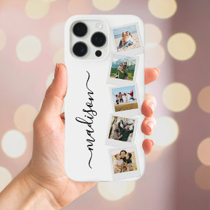 Coque iPhone 16 Pro Max Monogramme moderne Nom 5 Collage photo
