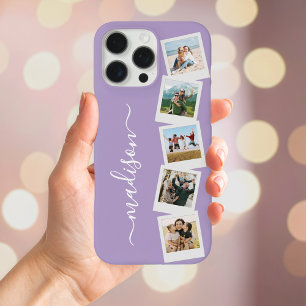 Coque iPhone 16 Pro Max Monogramme moderne Nom 5 Collage photo