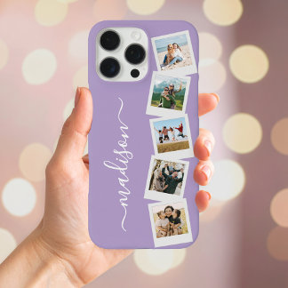 Coque iPhone 16 Pro Max Monogramme moderne Nom 5 Collage photo
