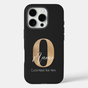 Coque iPhone 16 Pro Monogramme moderne O & Nom initial Personnalisé