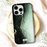 Coque iPhone 16 Pro Monogramme moderne Ombre Dusty Green & Gold Moody<br><div class="desc">Protégez votre téléphone avec élégance grâce à cet élégant coque iphone "Ethereal Mist", au design captivant et aux accents métalliques imitant. Parfait pour les amateurs de luxe et d'art moderne, ce coque est disponible pour de nombreux modèles iPhone et Samsung, offrant à la fois des options Barely There et Tough...</div>