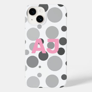 Coque Case-Mate iPhone Monogramme moderne Polka Point gris rose