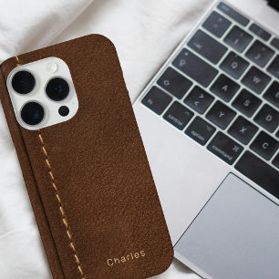 Coque Case-Mate iPhone Monogramme moderne pour lui Faux Cuir