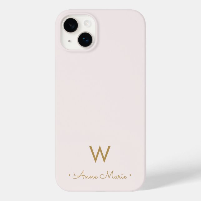 Coques Case-Mate iPhone Monogramme Moderne Rose Doré Script (Verso)