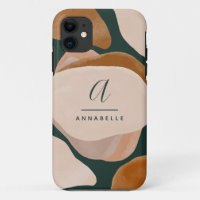 Monogramme moderne rouille vert abstrait chic chic