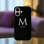 Coque Pour iPhone 16 Monogramme moderne simple<br><div class="desc">Ce coque iPhone 16 allie simplicité et esthétique moderne pour un look élégant et sophistiqué. Conçu pour ceux qui apprécient l'élégance sobre, le design présente un monogramme minimaliste dans une police contemporaine propre, avec le prénom clairement affiché sous le monogramme. La disposition assure une touche personnelle élégante tout en conservant...</div>