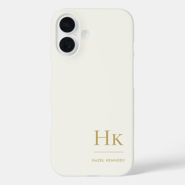 Coques Case-Mate iPhone Monogramme Moderne Simple Monogrammé Ivoire Or (Verso)