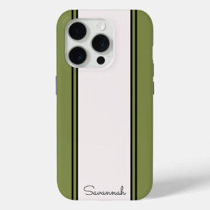 Coque Case-Mate iPhone Monogramme moderne vert personnalisé Nom Initiales
