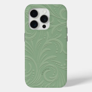 Coque Case-Mate iPhone Monogramme monochromatique vert Sage