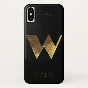 Coques Pour iPhone Monogramme Monogramme initial W Black Gold
