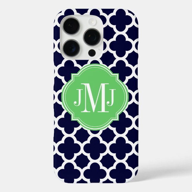Coques Case-Mate iPhone Monogramme Motif bleu et blanc de la marine (Verso)