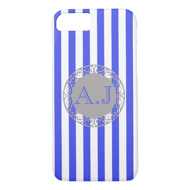 Coques Case-Mate iPhone Monogramme Motif cool Bleu (Dos)