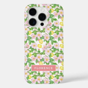 Coque iPhone 16 Pro Monogramme Motif de citron rose