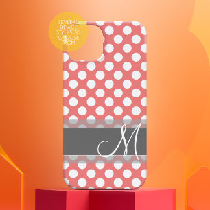 Coque Case-Mate iPhone Monogramme Motif de corail et de pois gris tendanc