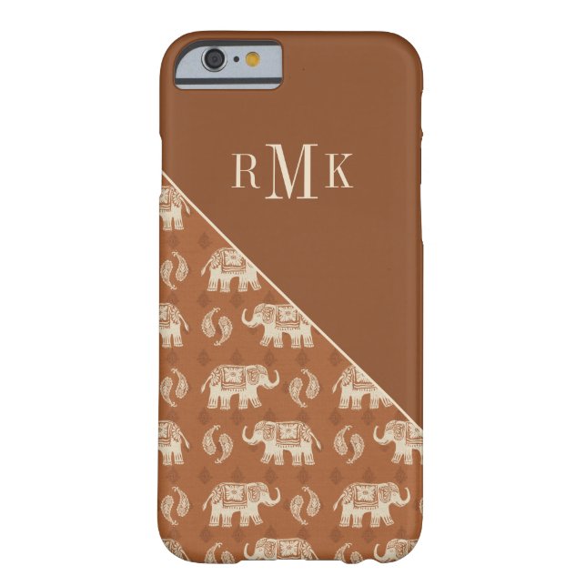 Coques Case-Mate iPhone Monogramme| Motif de la caravane orangée éléphante (Dos)