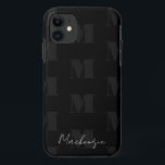 Case-Mate iPhone Case Monogramme Motif de répétition noir et blanc<br><div class="desc">monogramme moderne et élégant à lettre simple avec police de script pour nom. Tout le texte est réglable. Idéal pour de nombreuses utilisations différentes. Pour l'école,  le travail ou la maison.</div>