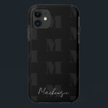 Case-Mate iPhone Case Monogramme Motif de répétition noir et blanc<br><div class="desc">monogramme moderne et élégant à lettre simple avec police de script pour nom. Tout le texte est réglable. Idéal pour de nombreuses utilisations différentes. Pour l'école,  le travail ou la maison.</div>