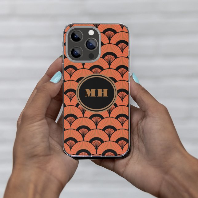 Coques Case-Mate iPhone Monogramme Motif de ventilateur à bascule Art déco (Créateur téléchargé)