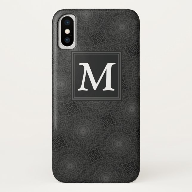 Coques Case-Mate iPhone Monogramme motif des cercles de charbon (Dos)