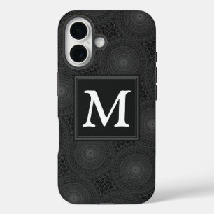 Coque Pour iPhone 16 Monogramme motif des cercles de charbon