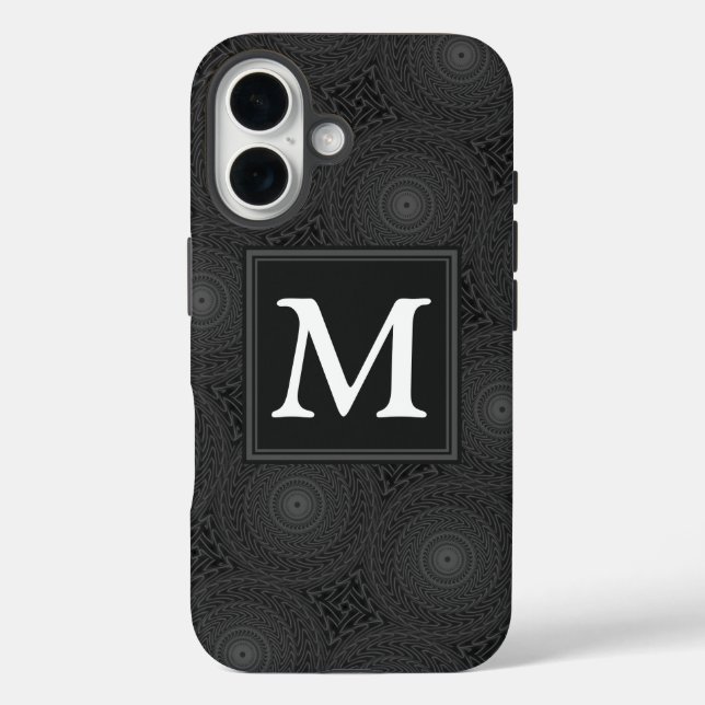 Coques Case-Mate iPhone Monogramme motif des cercles de charbon (Verso)