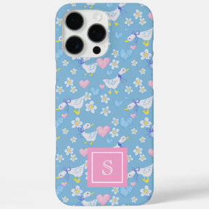 Coque iPhone 16 Pro Max Monogramme Motif d'oies de pays vintage