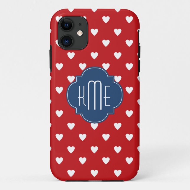 Coques Case-Mate iPhone Monogramme Motif du coeur rouge (Dos)