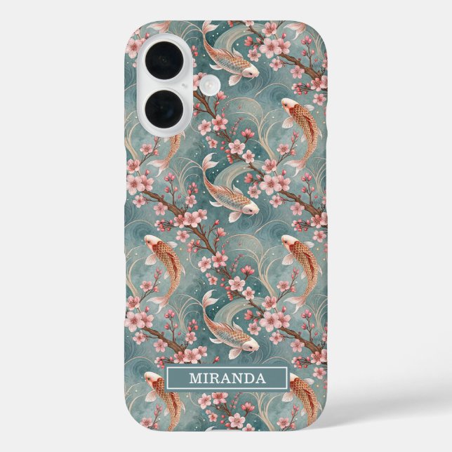 Coques Case-Mate iPhone Monogramme motif japonais Sakura Koi Fish (Verso)
