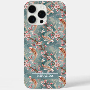 Coque iPhone 16 Pro Max Monogramme motif japonais Sakura Koi Fish