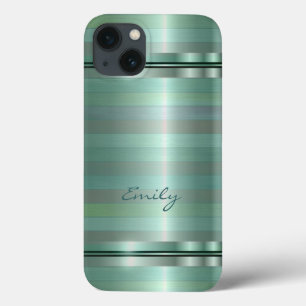 Etui iPhone Case-Mate Monogramme Motif métallique doux vert rayures